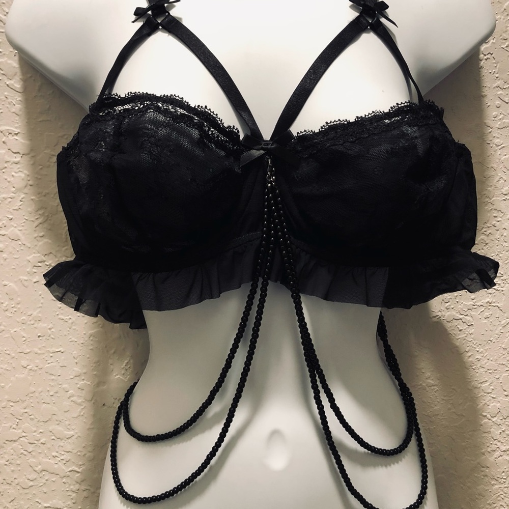Beautiful Killer Black Lace Bra with Beaded Accents- Limited Edition